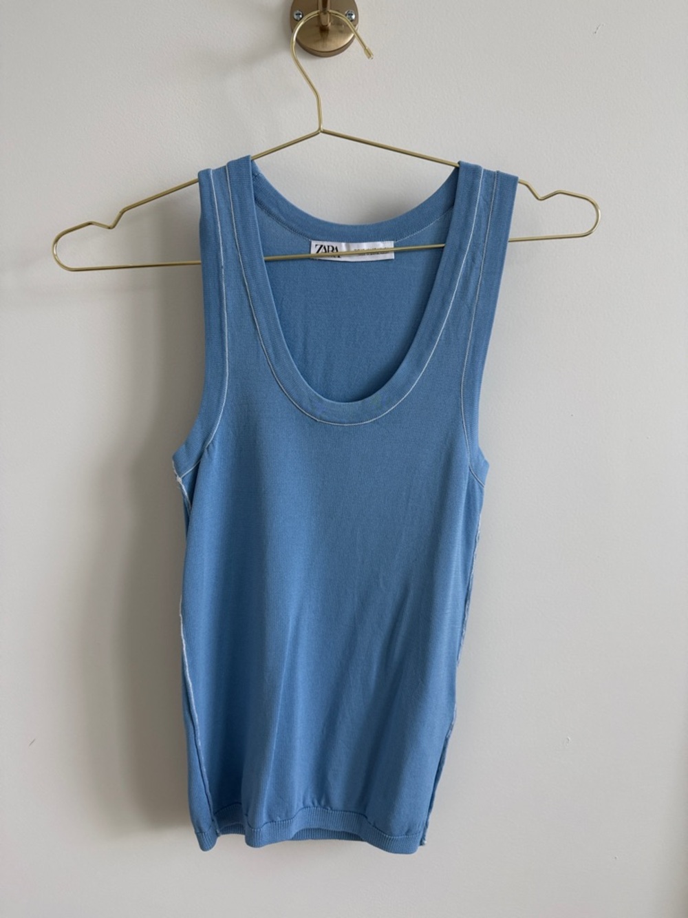 Zara Light Blue Double-Layer Scoop Tank